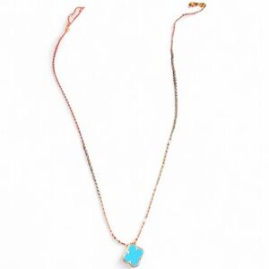 Gold-Tone Necklace with Turquoise Four-Leaf Pendant - Women Jewelry